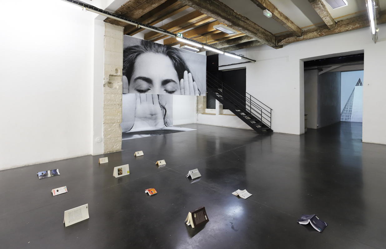 (in front "Fake Book" installation Victor del (M)Oral, Arina Essipowitsch Subjectivations 